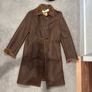 Timberland women leather coat in brown new L.